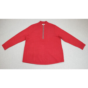 Chicos Sweater Womens Size 3 Red Mock Neck 1/2 Zip Long Sleeve